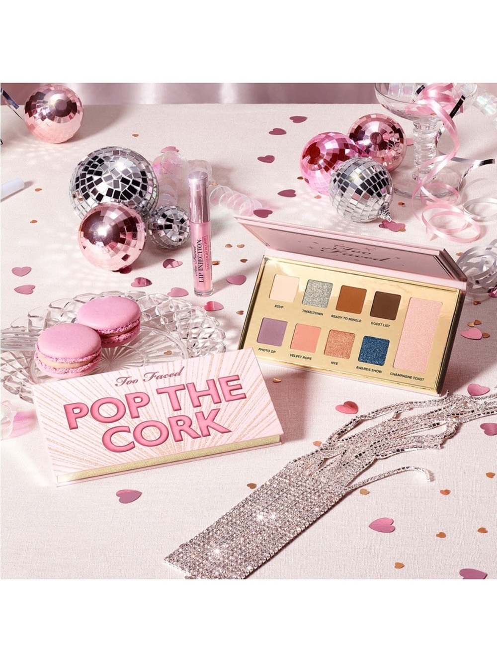 Too Faced Pop The Cork Limited Edition Eyeshadow Palette & Lip Injection Set NIB
